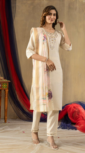 Shimmer Gold Silk Embroidered Dresses