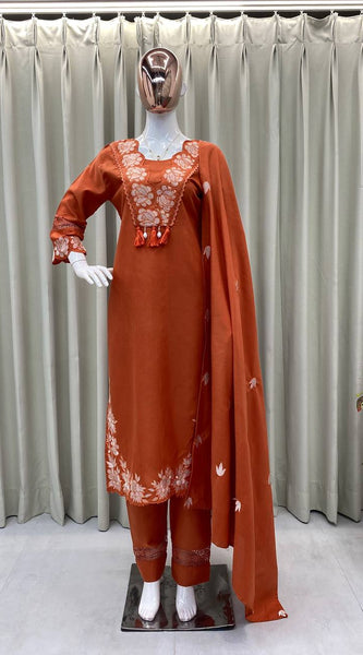Embroidered Rayon Slub Cotton Dresses