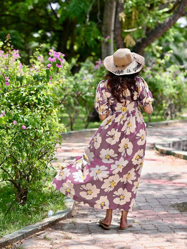 Lavender Blossom Floral Maxi Gown