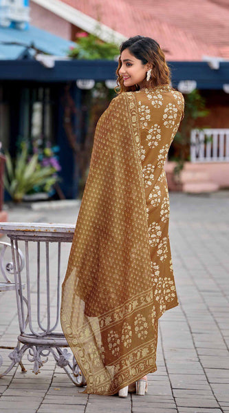 Rayon Printed Dresses with Chanderi Dupatta