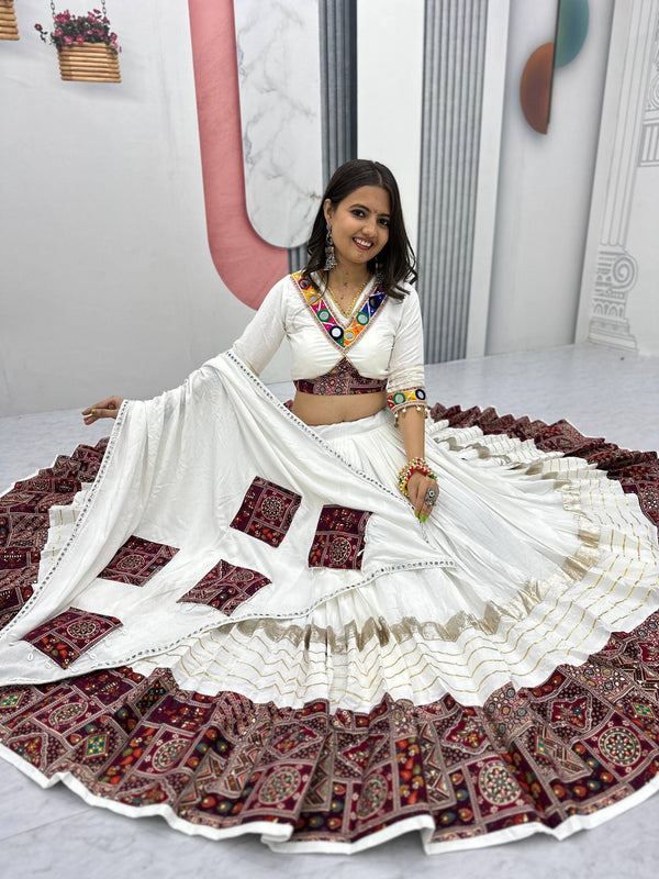 Pure Cotton Mirror Work Lehenga