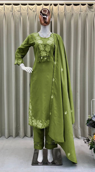 Embroidered Rayon Slub Cotton Dresses