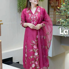 Chanderi Silk Embroidered Dresses