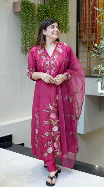 Chanderi Silk Embroidered Dresses