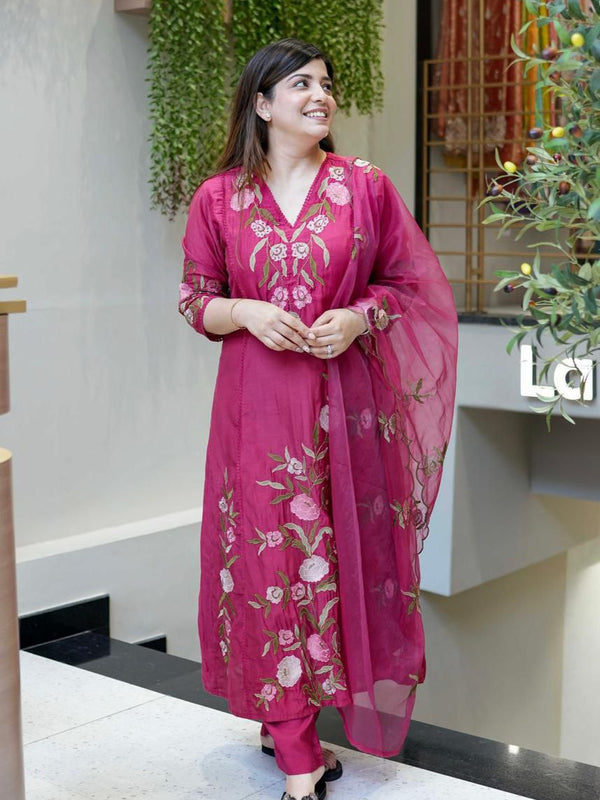 Chanderi Silk Embroidered Dresses