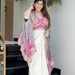 Embroidered Dhoti Set with Shrug