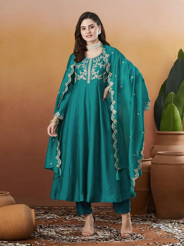 Embroidered Vichitra Silk Dresses