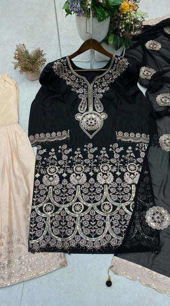 DESIGNER WEAR KURTA–SHARARA SET WITH DUPATTA DRESSES