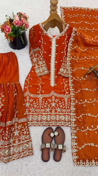 Premium Fendy Silk Heavy Embroidery Indo Western