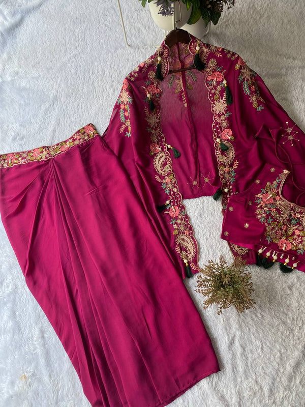 Indo Western Shrug, Dhoti & Blouse Set