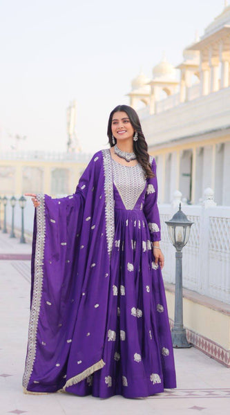 Elephant Motif Flared Lehenga
