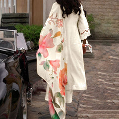 Floral Embroidered Kurta With Trousers & Dupatta