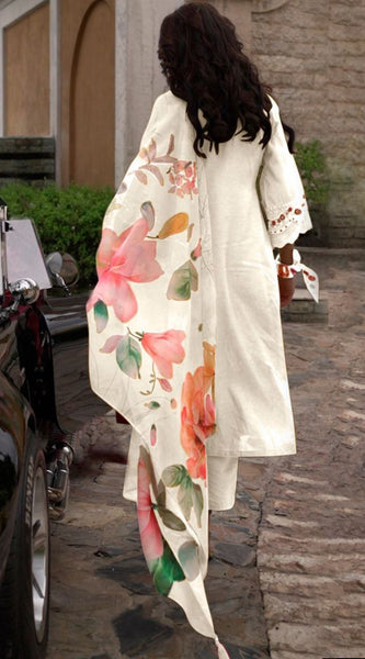 Floral Embroidered With Trousers & Dupatta Dresses