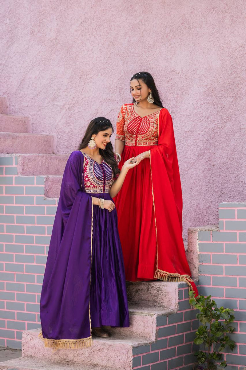 Beautiful chinon bandhrej Heavy Sequence Embroidery Work Lehenga