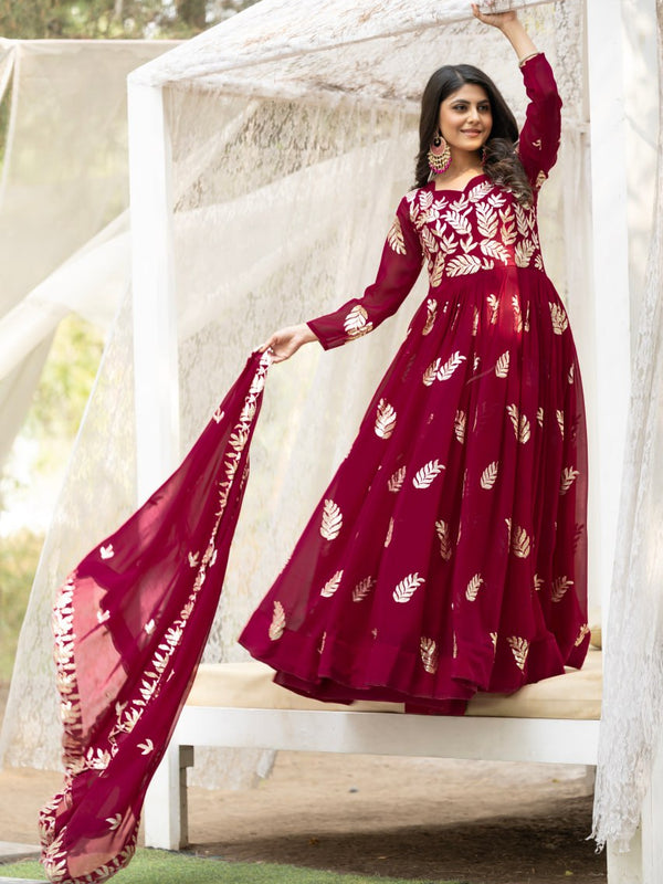 Georgette Sequins Work Wedding Lehenga