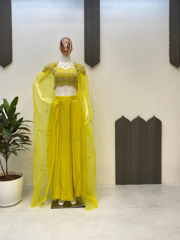 Dhoti with Tube Blouse & Shrug Indo Western