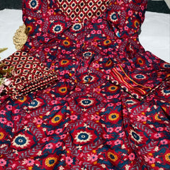 Heavy Rayon Printed Dresses with Chanderi Dupatta