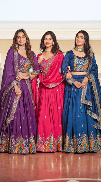 Heavy Embroidered Vichitra Lehenga