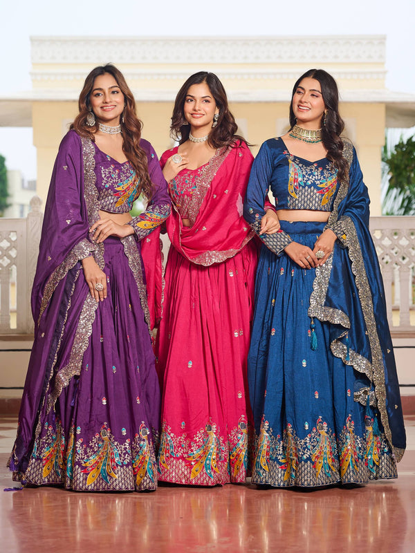 Heavy Embroidered Vichitra Lehenga