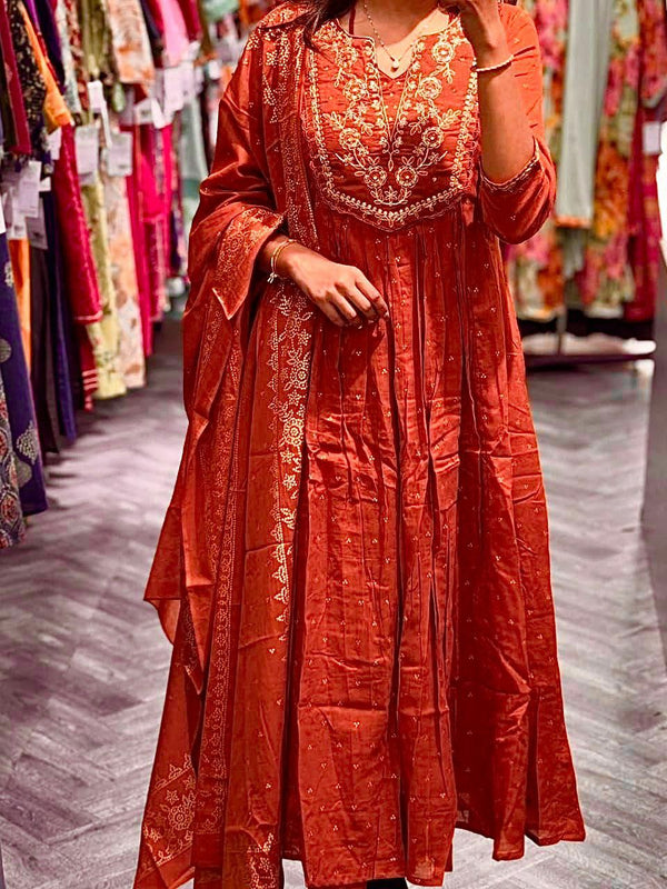 Anarkali Kurta Dresses with Malmal Dupatta