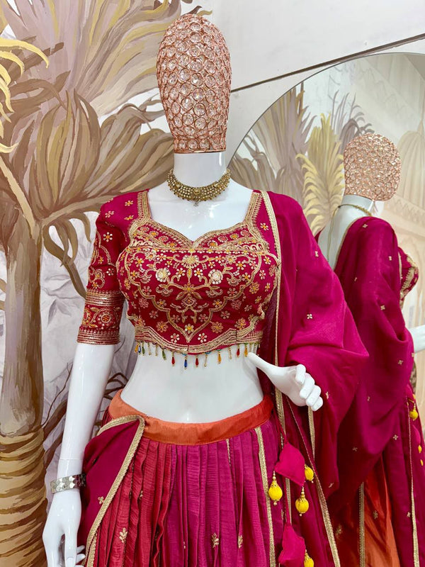 Trending Chinon Embroidered Lehenga
