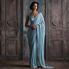Faux Georgette Sequin Saree