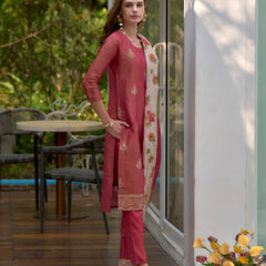 Floral Embroidered Tissue Silk Dresses