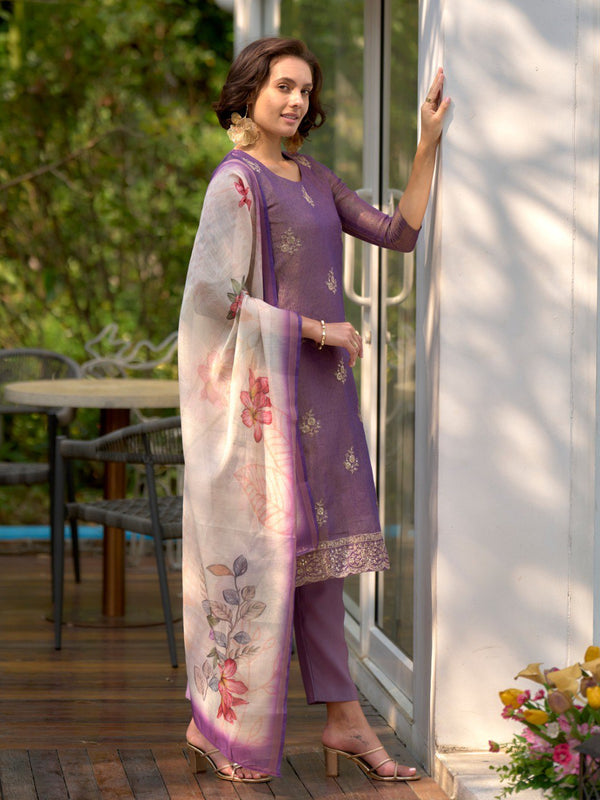 Floral Embroidered Tissue Silk Dresses