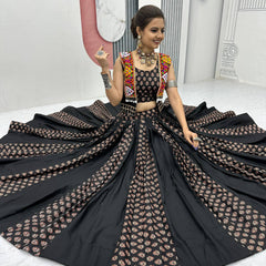 Ajrakh Print Cotton Lehenga With Jacket