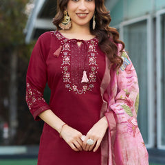 Embroidered Viscose Silk Dresses