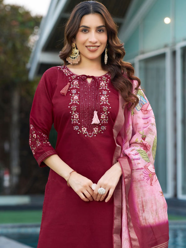 Embroidered Viscose Silk Dresses