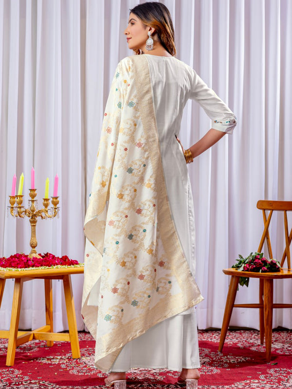 Mango Silk Embroidered Kurti Set Dresses