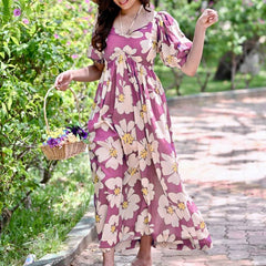Lavender Blossom Floral Maxi Gown