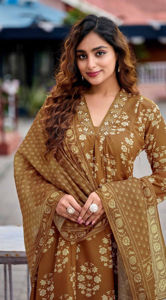 Rayon Printed Dresses with Chanderi Dupatta
