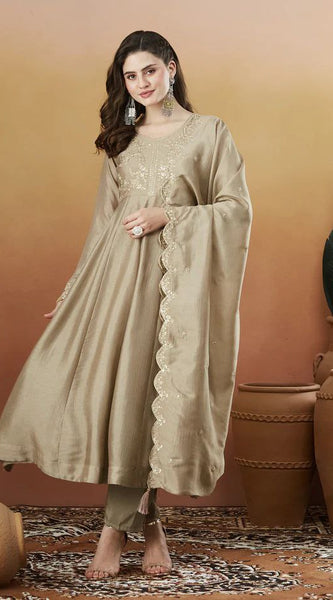 Embroidered Vichitra Silk Dresses