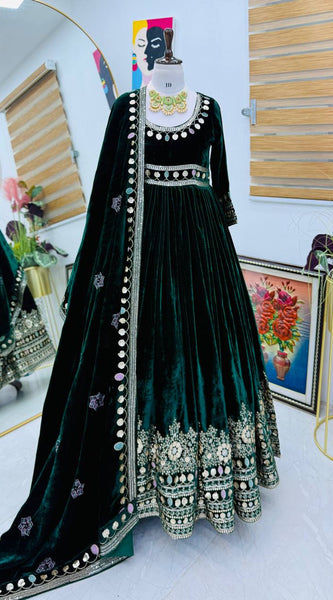 Designer Velvet Dupatta Set Lehenga
