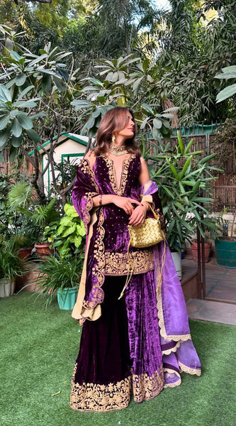 Premium Velvet Embroidered Indo Western