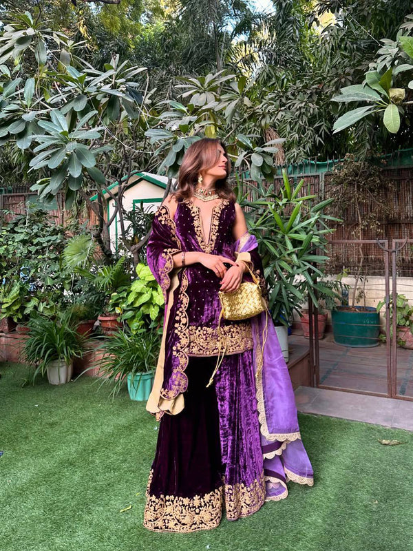 Premium Velvet Embroidered Indo Western