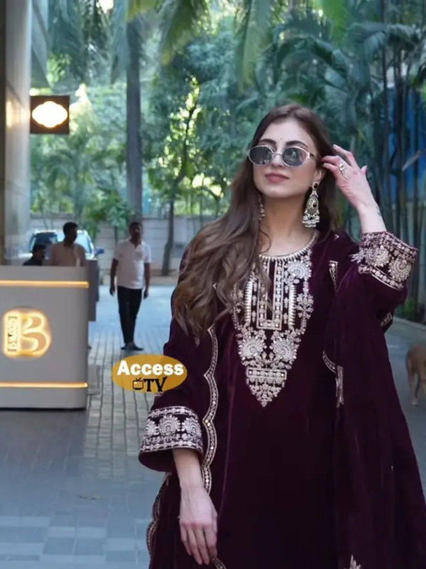 Festive Velvet Plazzo DRESSES