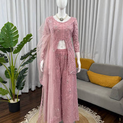 Stylish Embroidered Plazzo Indo Western