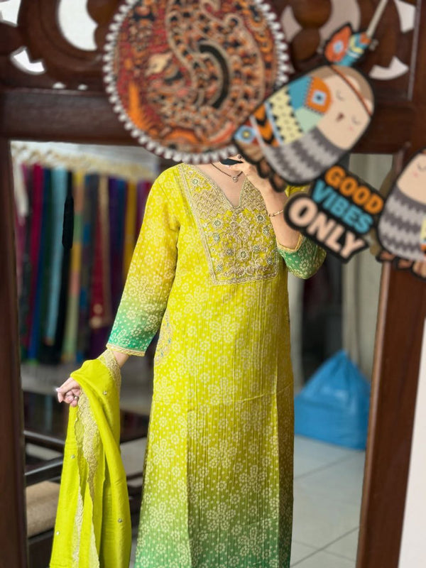 Russian Silk Kurti Pant Dupatta Dresses