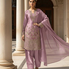 Embroidered Top with Salwar & Dupatta Dresses