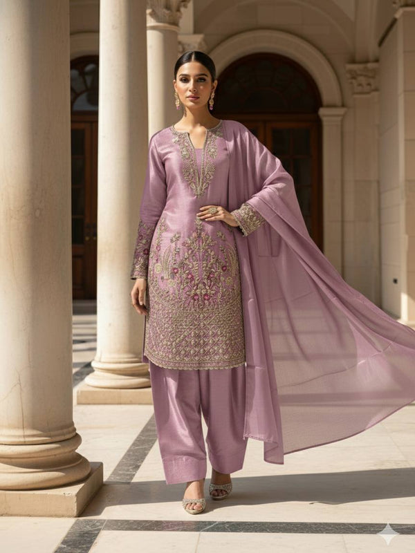 Embroidered Top with Salwar & Dupatta Dresses
