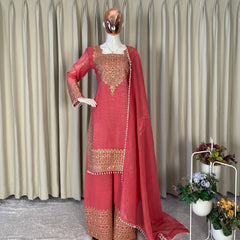 Wedding Wear Crunchy Embroidery Suit Indo Western