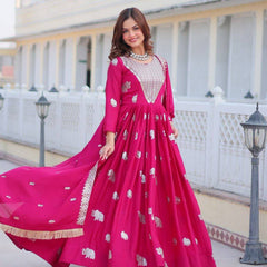 Elephant Motif Flared Lehenga
