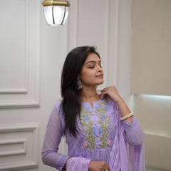 Women Fullly Neck Embroidered Georgette Dresses