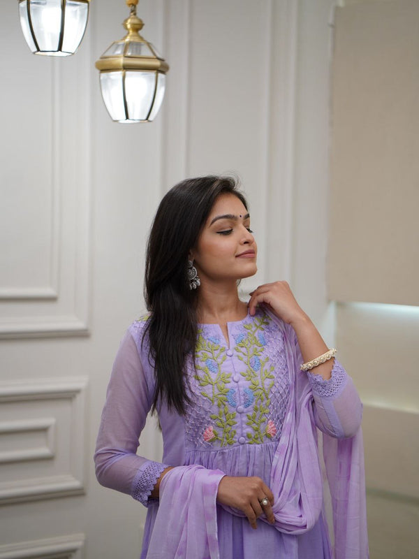 Women Fullly Neck Embroidered Georgette Dresses