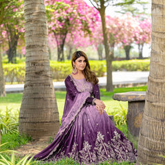 Impressive Purple Sequins Work Chinon Designer Lehenga