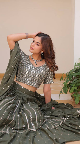 Georgette Sequin Work Lehenga