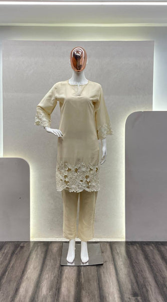 Heavy Chinon Embroidery Work Co-ord Sets